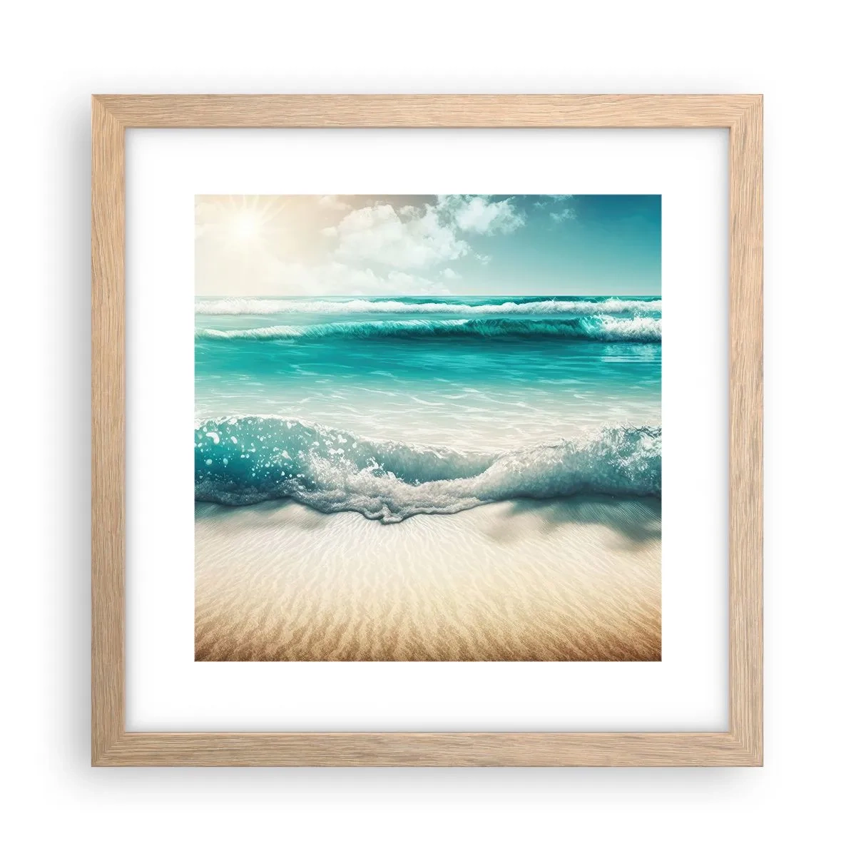 Affiche dans un chêne clair - Poster - La paix de l'océan - 30x30 cm