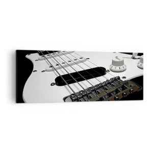 Impression sur toile - Image sur toile - Gros plan d'une guitare électrique blanche sur fond noir. - 140x50cm - Son caché en blanc - Décoration murale moderne pour le salon et la chambre ARTTOR