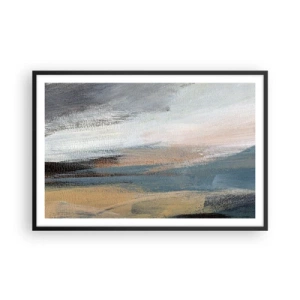 Affiche dans un cadre noir - Poster - Abstraction : paysage nordique - 91x61 cm