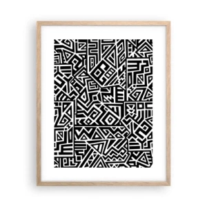 Affiche dans un chêne clair - Poster - Composition précolombienne - 40x50 cm