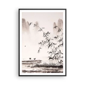 Affiche dans un cadre noir - Poster - Le silence des rizières - 70x100 cm