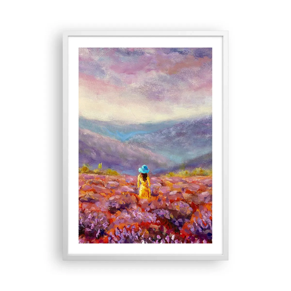 Affiche dans un cadre blanc - Poster - Dans un monde lavande - 50x70 cm