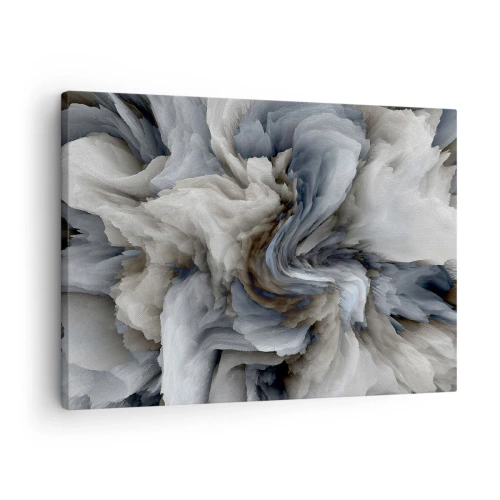 Impression sur toile - Image sur toile - Tourbillon abstrait dans les tons de gris et de bleu - 70x50cm - Pierre et fleur - Décoration murale moderne pour le salon et la chambre ARTTOR