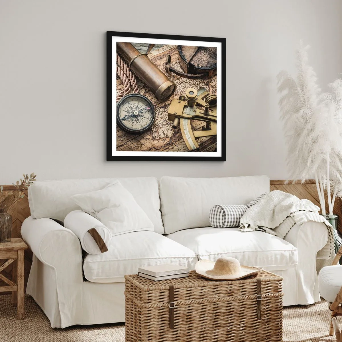 Affiche dans un cadre noir - Poster - Fixer un cap - 30x30 cm