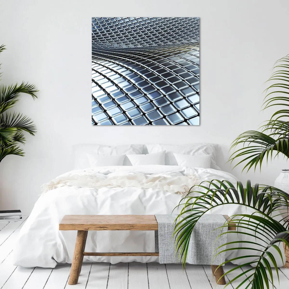 Impression sur toile - Image sur toile - Vague argent métallique - 50x50 cm