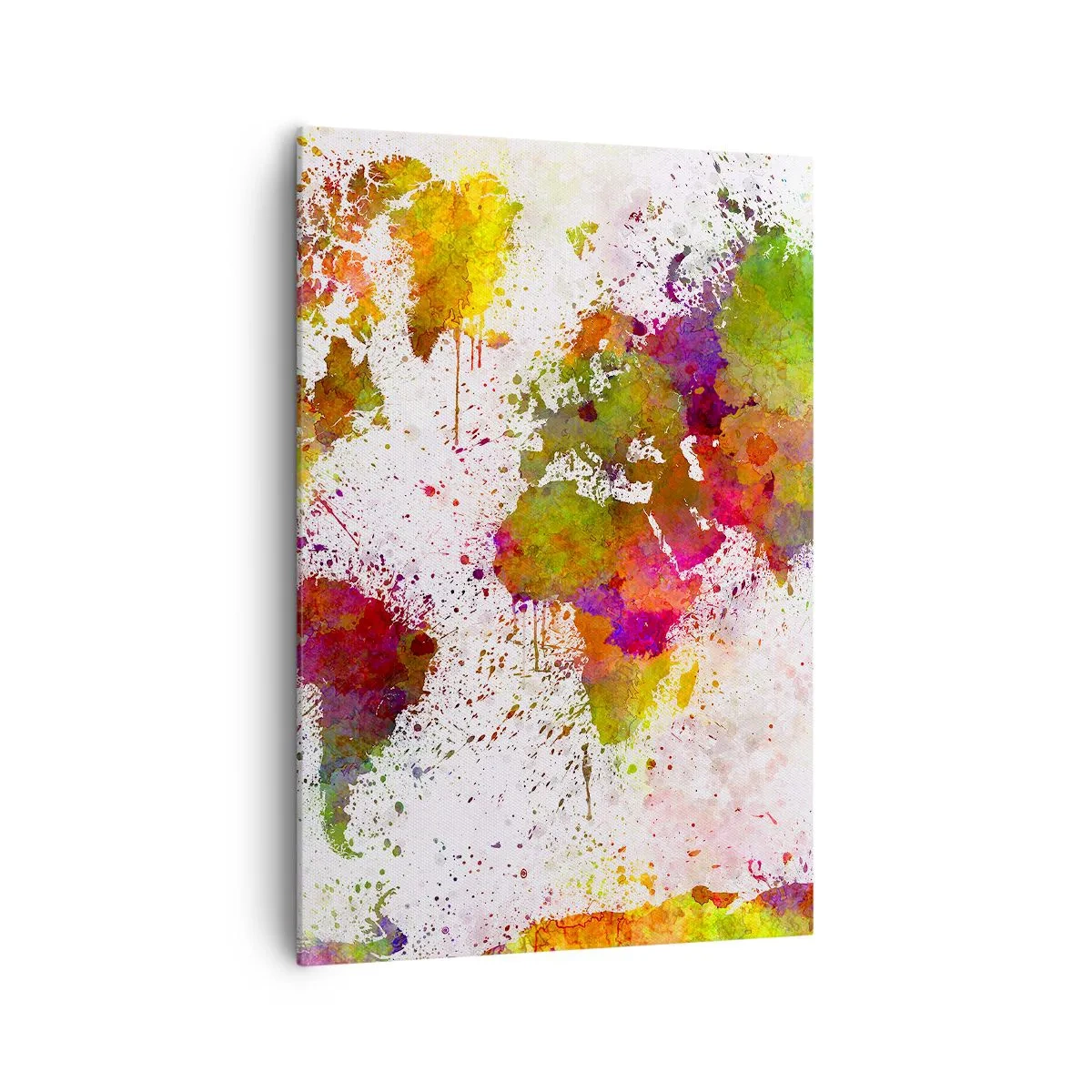 Impression sur toile - Image sur toile - Une carte du monde colorée dans un style abstrait - 70x100cm - D'une certaine manière ça s'est passé de la même façon - Décoration murale moderne pour le salon et la chambre ARTTOR