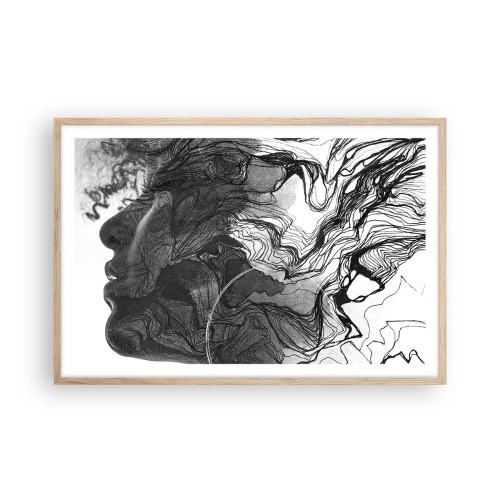 Affiche dans un chêne clair - Poster - Emmêlé dans les rêves - 91x61 cm
