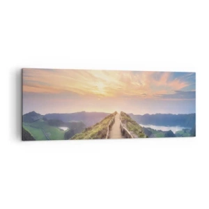 Impression sur toile - Image sur toile - Un sentier pittoresque sur une colline avec vue sur le coucher de soleil - 140x50cm - Proche du ciel - Décoration murale moderne pour le salon et la chambre ARTTOR