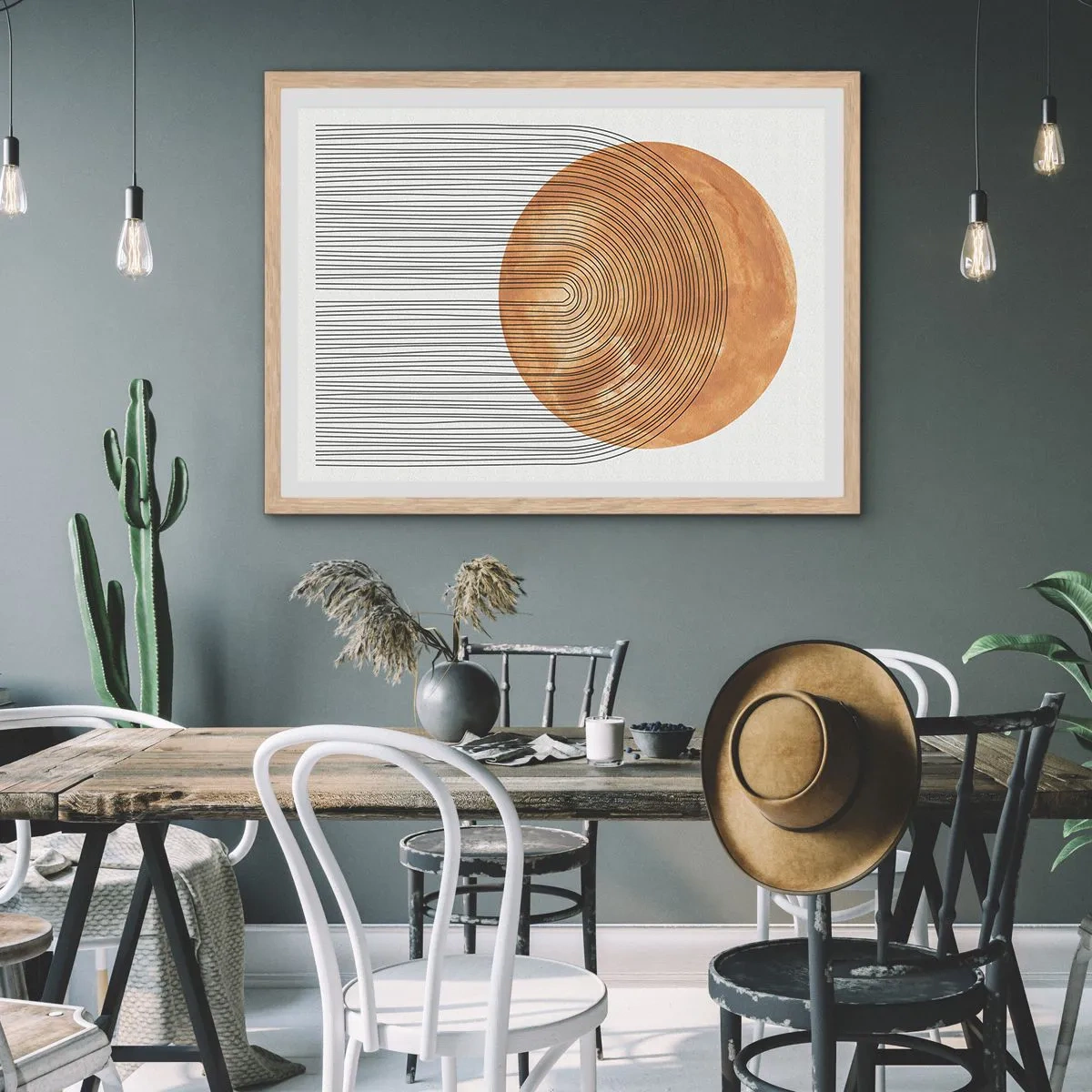 Affiche dans un chêne clair - Poster - Composition solaire - 100x70 cm