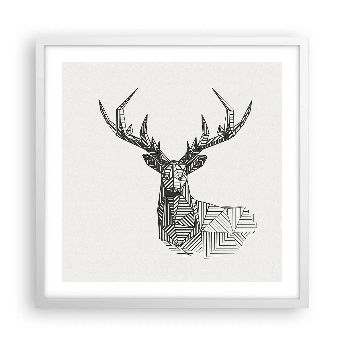 Affiche dans un cadre blanc - Poster - Cerf dans un style cubique - 50x50 cm