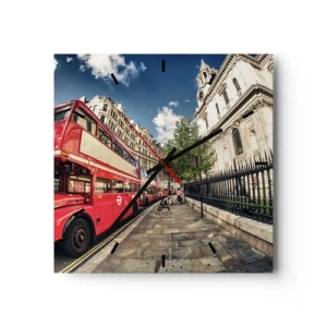 Horloge murale - Pendule murale - Rue de Londres en gris et rouge - 40x40 cm