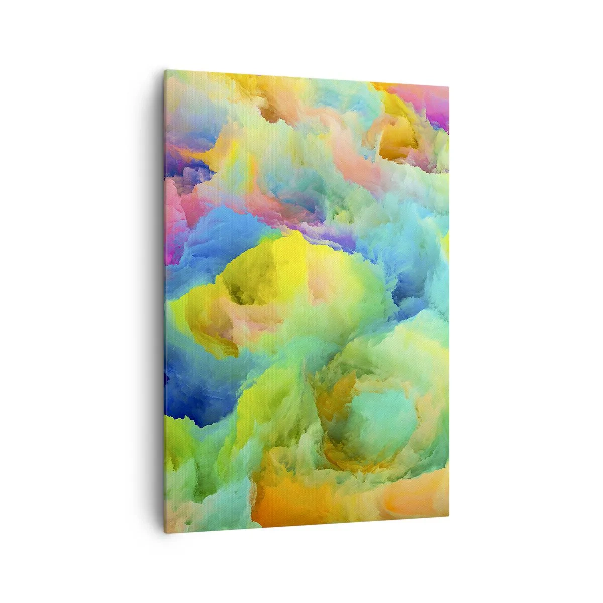 Impression sur toile - Image sur toile - Composition abstraite aux couleurs de l'arc-en-ciel - 70x100cm - Plumule arc-en-ciel - Décoration murale moderne pour le salon et la chambre ARTTOR
