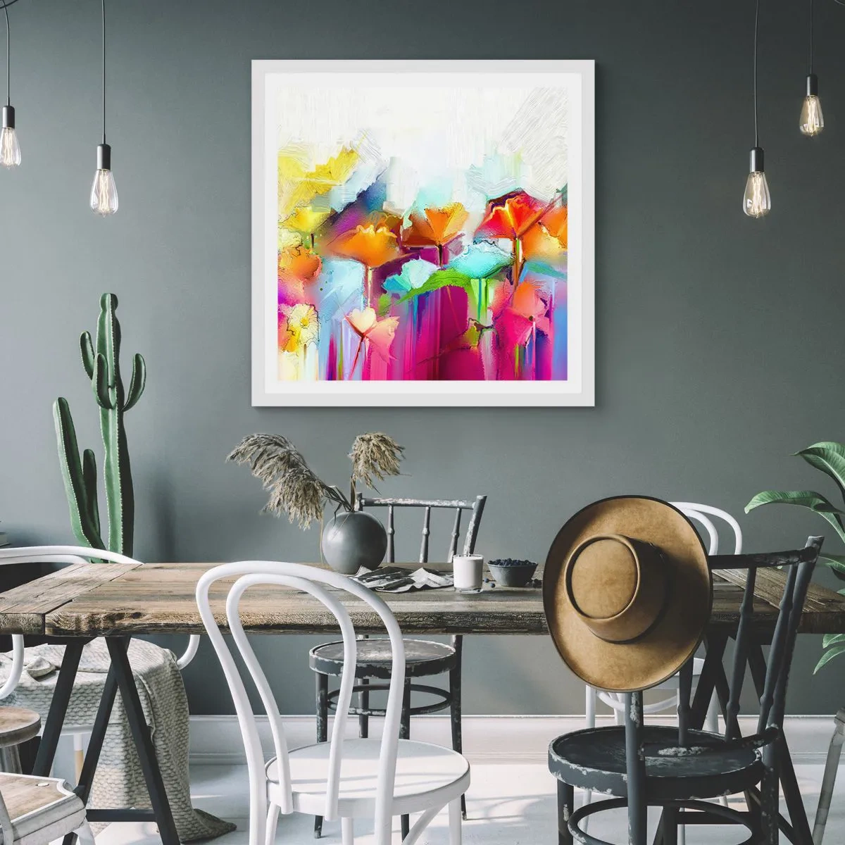 Affiche dans un cadre blanc - Poster - L'arc-en-ciel s'est épanoui - 40x40 cm