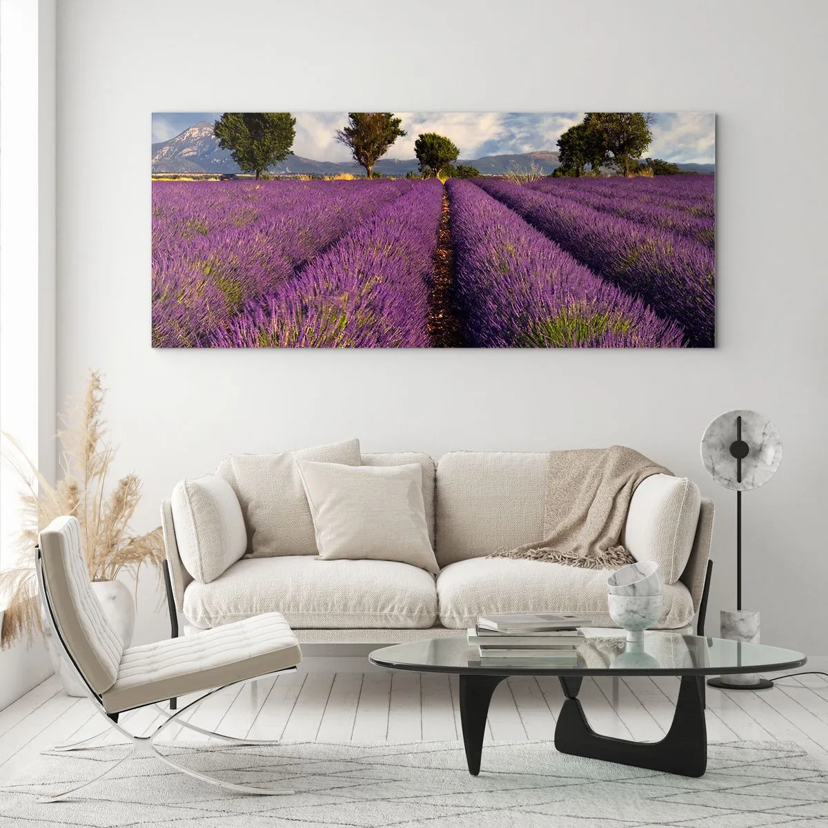 Impression sur verre - Image sur verre - Champs de lavande - 90x30 cm