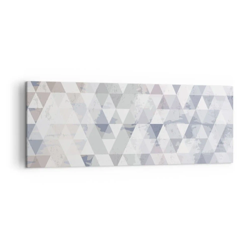 Impression sur toile - Image sur toile - Motif géométrique triangulaire dans des tons pastel - 140x50cm - En rythme de trois - Décoration murale moderne pour le salon et la chambre ARTTOR