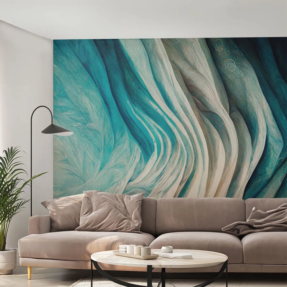 Papier Peint Photo Premium Canvas - Insatiabilité bleue - Morceau, 3D, Abstraction - 250x175 cm