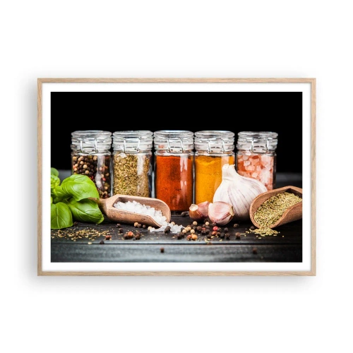Affiche dans un chêne clair - Poster - Pour que la vie ait du goût - 100x70 cm