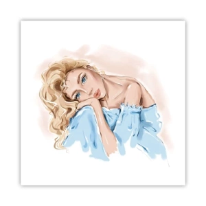 Affiche - Poster - Rêveuse en bleu - 60x60 cm