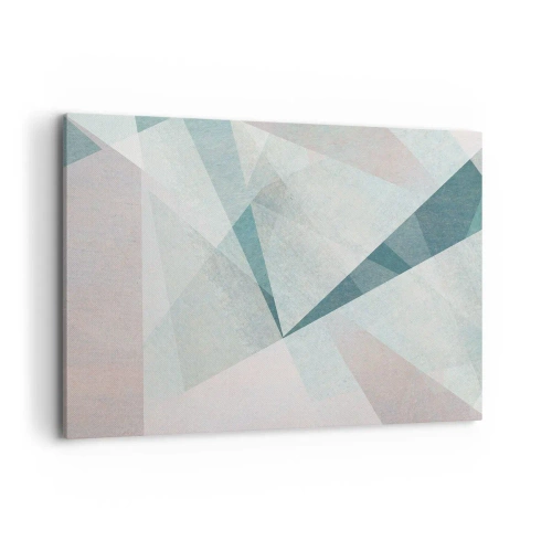Impression sur toile - Image sur toile - Formes géométriques dans des tons pastel de bleu et de gris - 100x70cm - Calme bien que dynamique - Décoration murale moderne pour le salon et la chambre ARTTOR