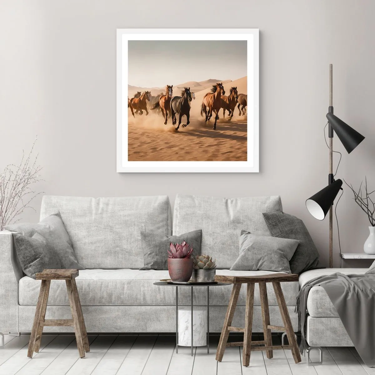 Affiche dans un cadre blanc - Poster - Libre comme le vent - 60x60 cm