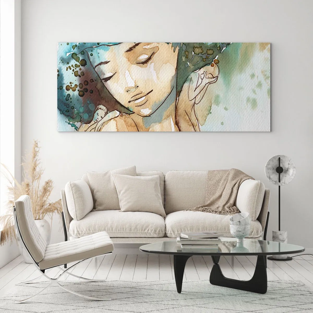 Impression sur verre - Image sur verre - Lady in blue - 90x30 cm