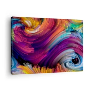 Impression sur toile - Image sur toile - Tourbillons abstraits aux couleurs vibrantes - 70x50cm - Le début d'un nouveau monde - Décoration murale moderne pour le salon et la chambre ARTTOR