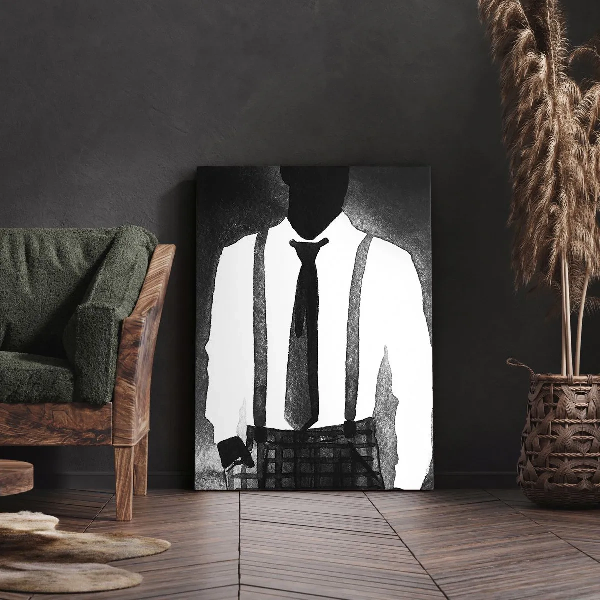 Impression sur toile - Image sur toile - Personnages de style noir, élégance et mystère en noir et blanc - 70x100cm - Ambiance noire - Décoration murale moderne pour le salon et la chambre ARTTOR