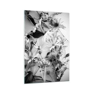 Impression sur verre - Image sur verre - Compositions florales en noir et blanc dans un style artistique subtil - 70x100cm - Non-un bouquet de fleurs - Décoration murale moderne pour le salon et la chambre ARTTOR