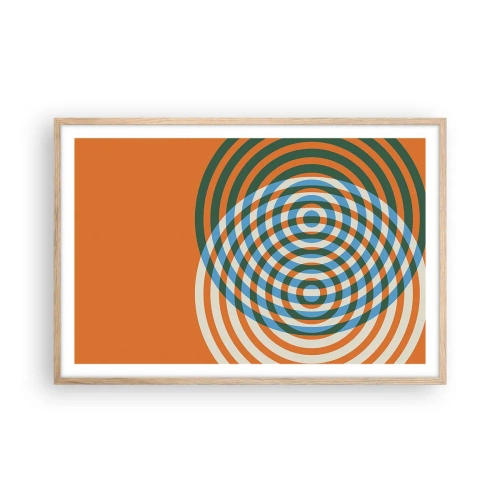 Affiche dans un chêne clair - Poster - Variation circulaire abstraite - 91x61 cm