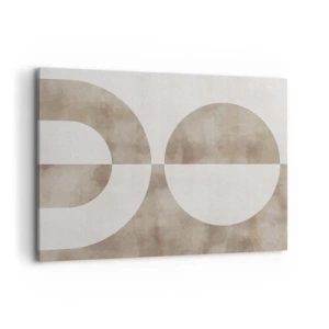 Impression sur toile - Image sur toile - Une peinture abstraite dans les tons beiges avec des formes géométriques et de la symétrie. - 100x70cm - Similitudes et différences - Décoration murale moderne pour le salon et la chambre ARTTOR
