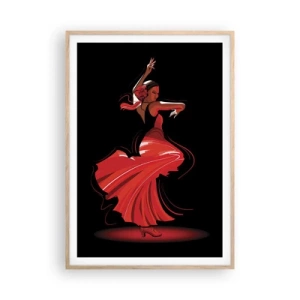 Affiche dans un chêne clair - Poster - L'esprit fougueux du flamenco - 70x100 cm