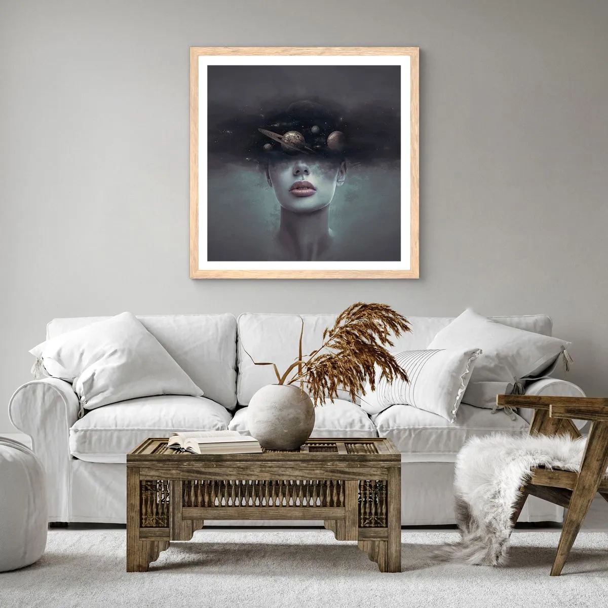 Affiche dans un chêne clair - Poster - Et les planètes deviennent folles... - 50x50 cm