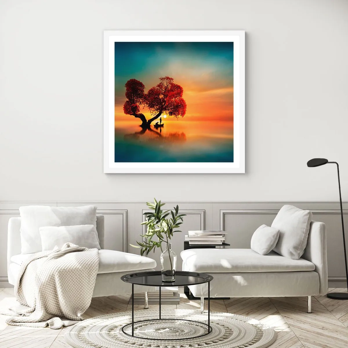 Affiche dans un cadre blanc - Poster - Plénitude et éloignement sans monde - 30x30 cm