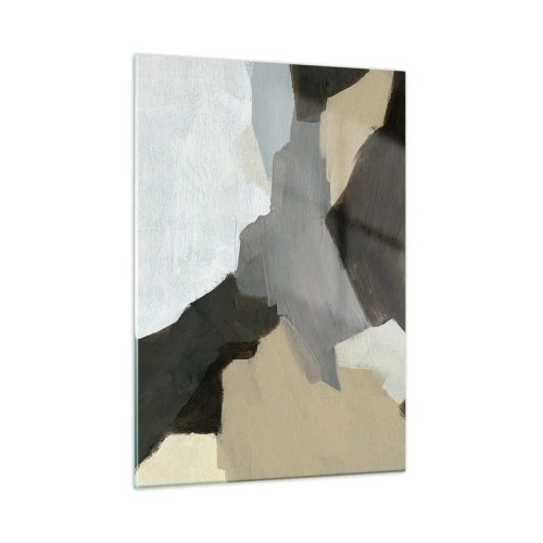 Impression sur verre - Image sur verre - Une composition abstraite moderne dans des tons de gris - 50x70cm - Abstraction : le carrefour du gris - Décoration murale moderne pour le salon et la chambre ARTTOR