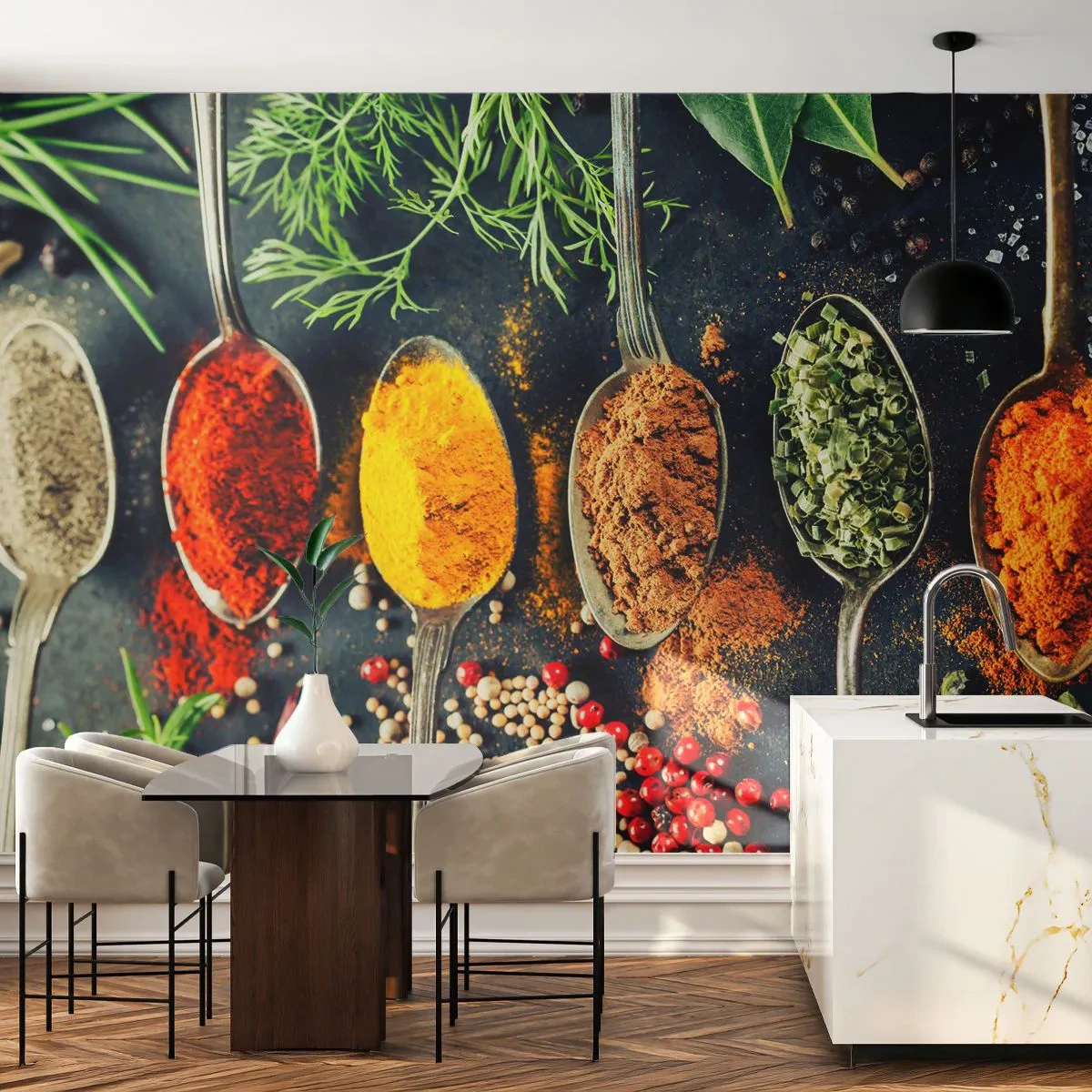 Papier Peint Photo Premium Sand - Magie culinaire - Épices, Herbes, Cuisine - 350x256 cm
