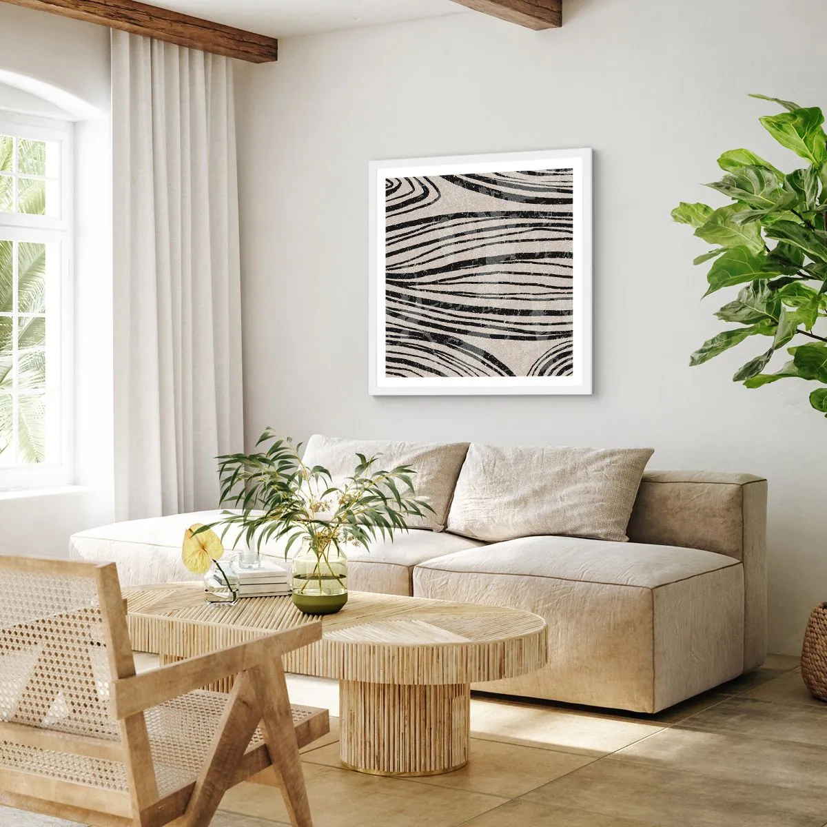 Affiche dans un cadre blanc - Poster - Ligne de marécage - 50x50 cm