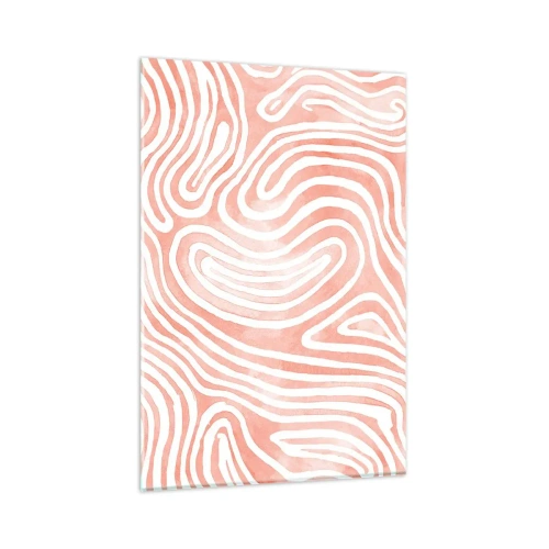 Impression sur verre - Image sur verre - Motif abstrait dans les tons de rose et de blanc - 80x120cm - Dans le labyrinthe de corail - Décoration murale moderne pour le salon et la chambre ARTTOR