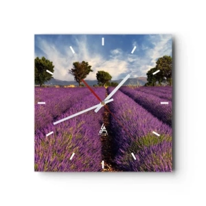Horloge murale - Pendule murale - Champs de lavande - 40x40 cm