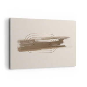 Impression sur toile - Image sur toile - Une composition minimaliste dans les tons beige et gris avec un motif géométrique - 120x80cm - Parfum de gris - Décoration murale moderne pour le salon et la chambre ARTTOR