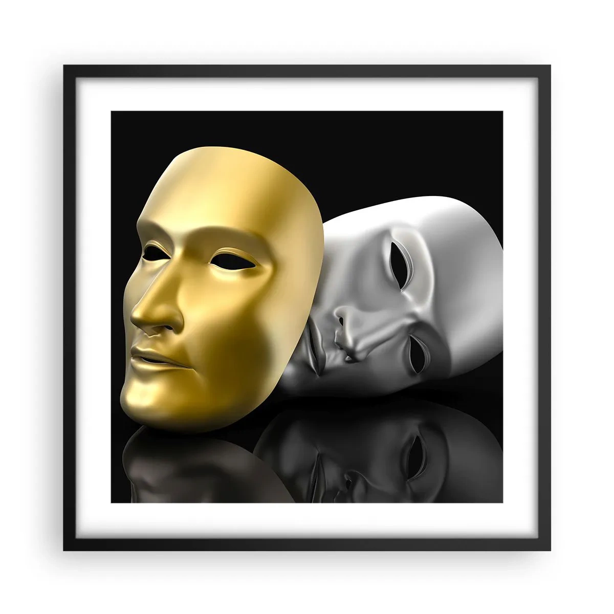 Affiche dans un cadre noir - Poster - La vie est un théâtre - 50x50 cm