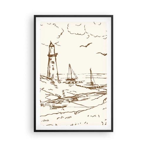 Affiche dans un cadre noir - Poster - Esquisse de souvenirs d'été - 61x91 cm