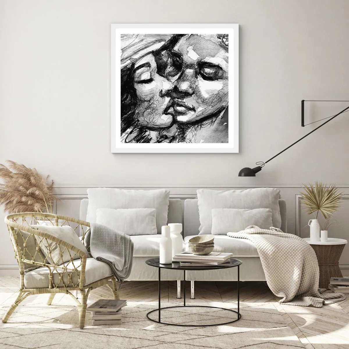 Affiche dans un cadre blanc - Poster - Un moment tendre - 40x40 cm