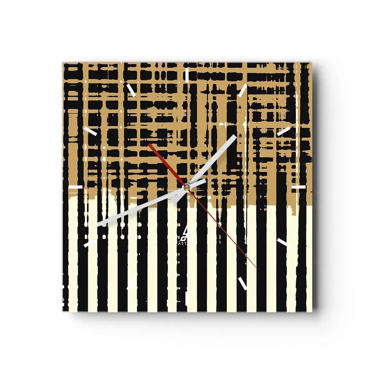 Horloge murale - Pendule murale - Lignes abstraites en noir, beige et blanc - 30x30cm - Abstraction architecturale - Décoration murale moderne pour le salon et la chambre ARTTOR