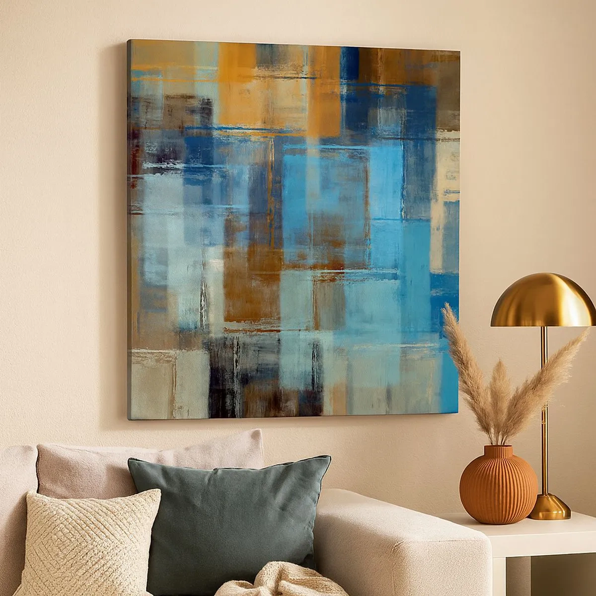 Impression sur toile - Image sur toile - A travers le voile bleu - 30x30 cm