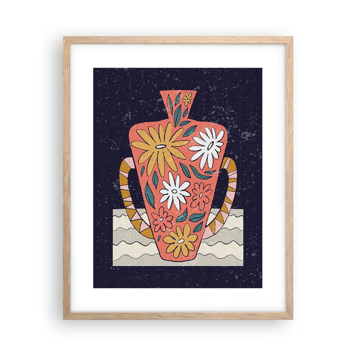 Affiche dans un chêne clair - Poster - Cruche peinte - 40x50 cm