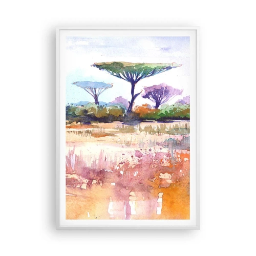 Affiche dans un cadre blanc - Poster - Couleurs de savane - 70x100 cm