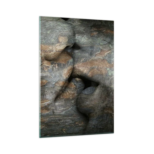 Impression sur verre - Image sur verre - Un motif artistique d'un visage sculpté dans la roche avec un effet de texture naturelle. - 80x120cm - Ensemble pour toujours - Décoration murale moderne pour le salon et la chambre ARTTOR