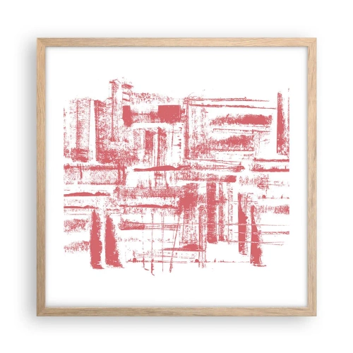 Affiche dans un chêne clair - Poster - La ville rouge - 50x50 cm