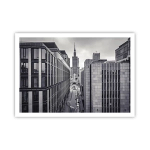 Affiche - Poster - Panorama de Varsovie avec vue sur le Palais de la Culture et les bâtiments environnants - 100x70cm - Vallée de Varsovie - Décoration murale moderne pour le salon et la chambre ARTTOR