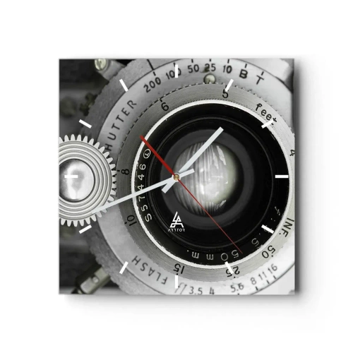 Horloge murale - Pendule murale - L'objectif d'un vieil appareil photo - 30x30cm - Histoire d'Hollywood - Décoration murale moderne pour le salon et la chambre ARTTOR